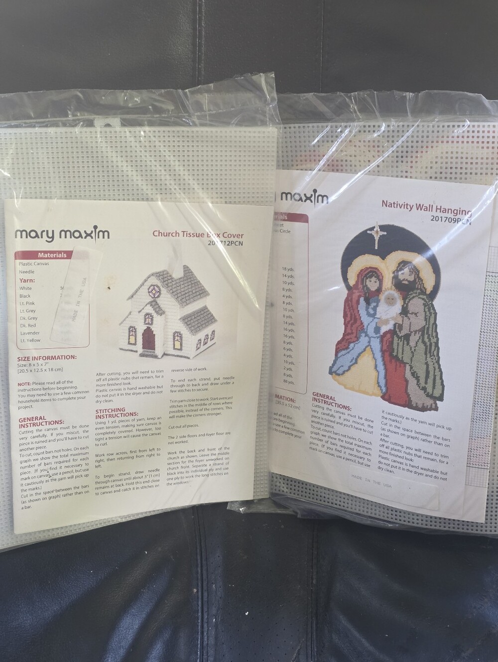 Maxim Nativity Wall Hanging plastic canvas craft kit + Church Kleenex Box Kit